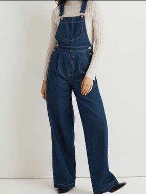 MADEWELL SUPER WIDE LEG DENIM WARHAM JEAN OVERALLS NWT $158 12